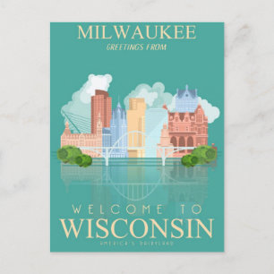 Postal Milwaukee Wisconsin Vintage Travel usa