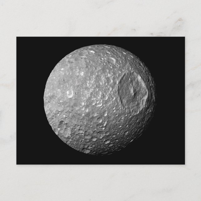 Postal Mimas, la luna de Saturno de la nave espacial Cass (Anverso)