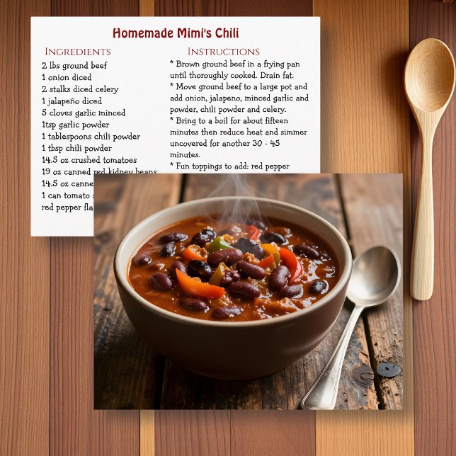 Postal Mimi's Chili Recipe Card (Subido por el creador)
