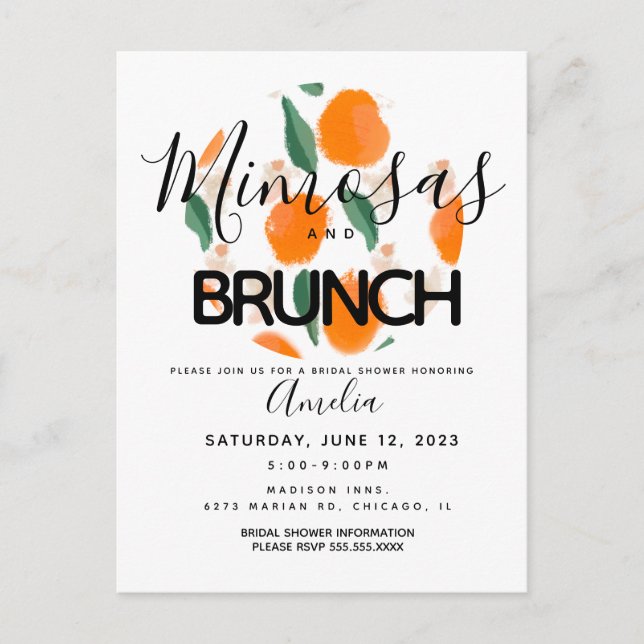 Postal Mimosa Brunch Hand Drake Bridal Shower (Anverso)