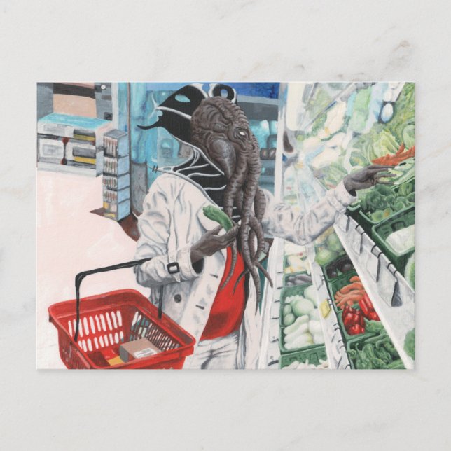 Postal Mind Flayer Grocería Store Fantasía Art Postcard (Anverso)