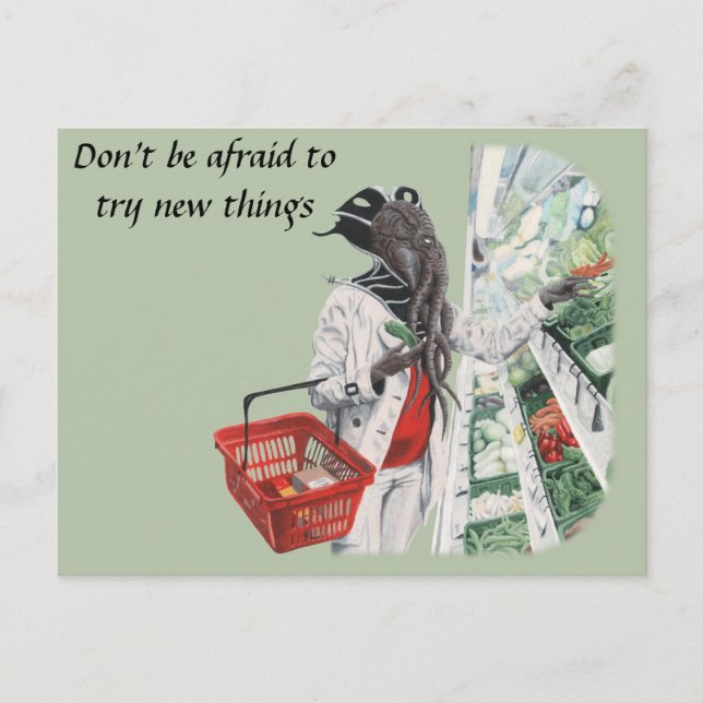 Postal Mind Flayer Grocery Shopping Fantasy Art Postcard (Anverso)