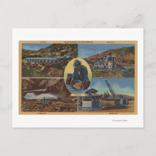 Postal Minería de oro en California - Quarz, Dredge