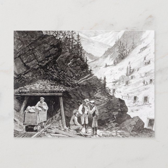 Postal Minería de oro y plata (Anverso)