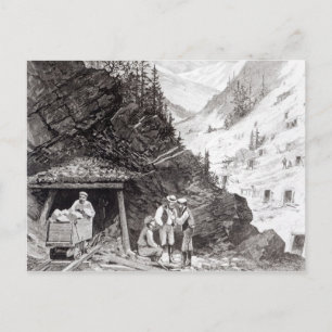 Postal Minería de oro y plata