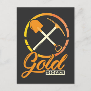 Postal Minero divertido y pionero de la minería del oro