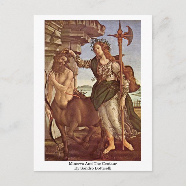 Postal Minerva Y El Centaur De Sandro Botticelli (Anverso)