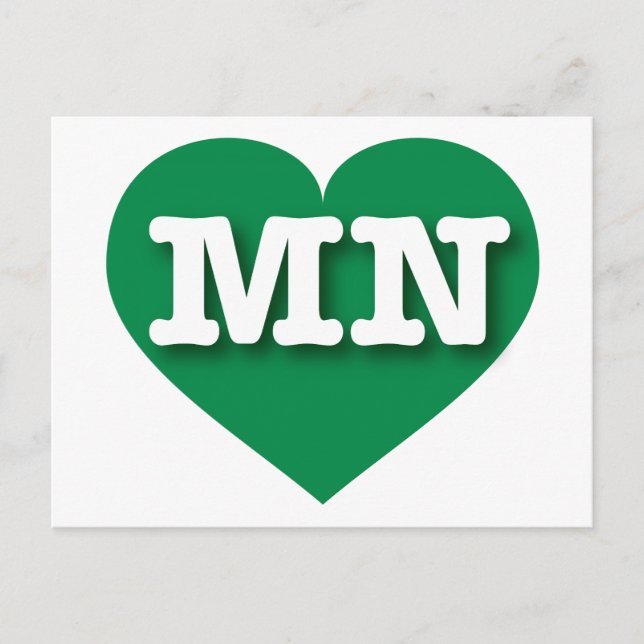 Postal MInesota Green Heart - Me encanta MN (Anverso)