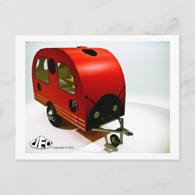 Postal Mini Bicicleta Camper Ladybug estilo Postcard (Anverso)