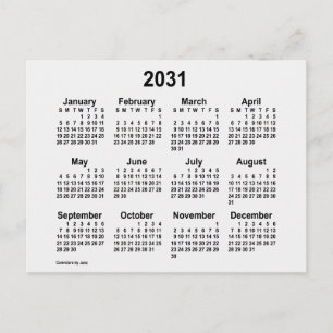 Postal Mini Calendario 2031 Humo Blanco por Janz
