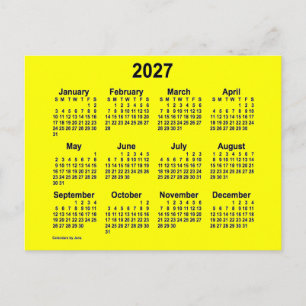 Postal Mini calendario amarillo de 2027 por Janz