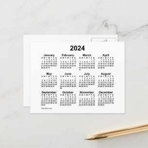 Postal Mini calendario blanco 2024 de Janz Postcard