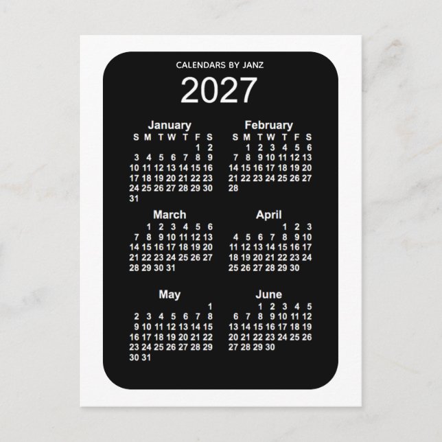 Postal Mini Calendario de 6 meses de la Neón Blanca de 20 (Anverso)