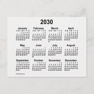 Postal Mini Calendario de Humo Blanco 2030 de Janz
