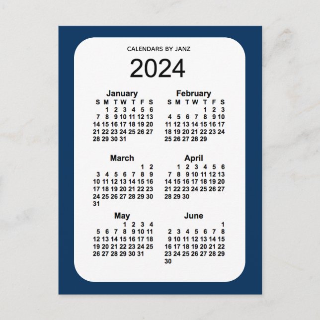 Postal Mini calendario de la caja de la policía 2024 azul (Anverso)