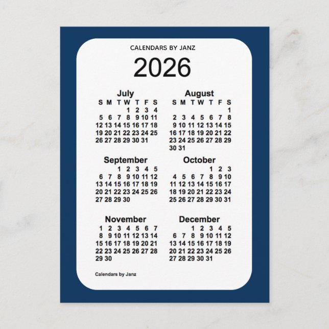 Postal Mini calendario de la caja de la policía de 2026 a (Anverso)