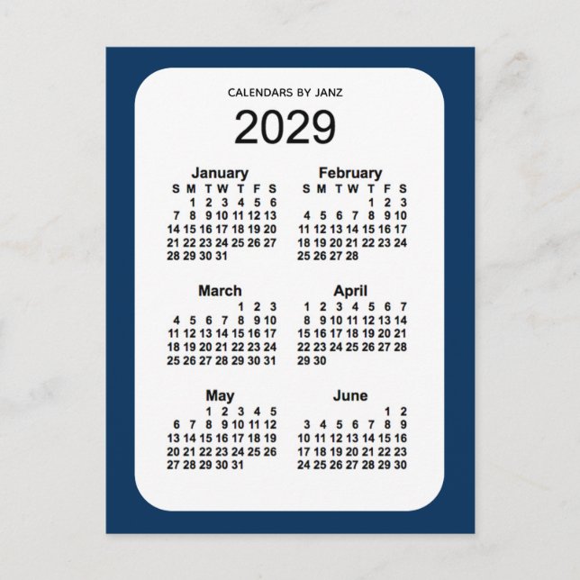 Postal Mini calendario de la caja de la policía de 2029 a (Anverso)