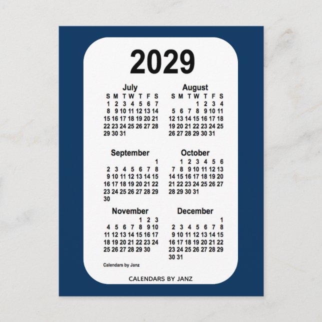 Postal Mini calendario de la caja de la policía de 2029 a (Anverso)