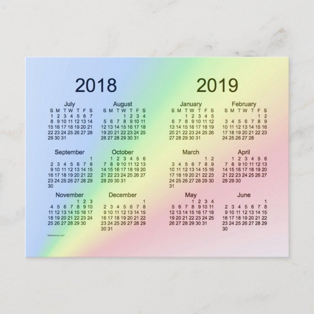 Postal Mini calendario escolar 2018-2019, de Janz (Anverso)