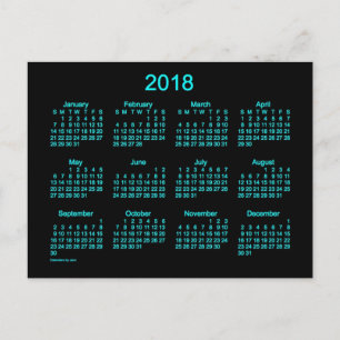 Postal Mini Calendario Neon Blue 2018 de Janz