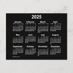 Postal Mini Calendario Neon White 2025 de Janz