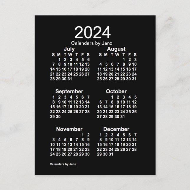 Postal Mini Calendario Neon White de 6 meses 2024, de Jan (Anverso)