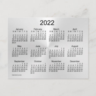 Postal Mini calendario Silver Shimmer 2022 de Janz