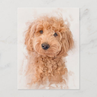 Postal Mini retrato de perro dordendoodle