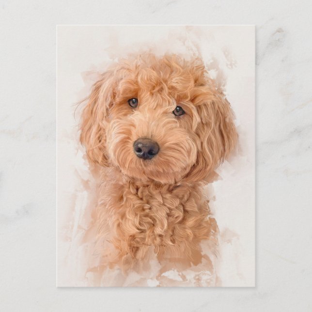 Postal Mini retrato de perro dordendoodle (Anverso)