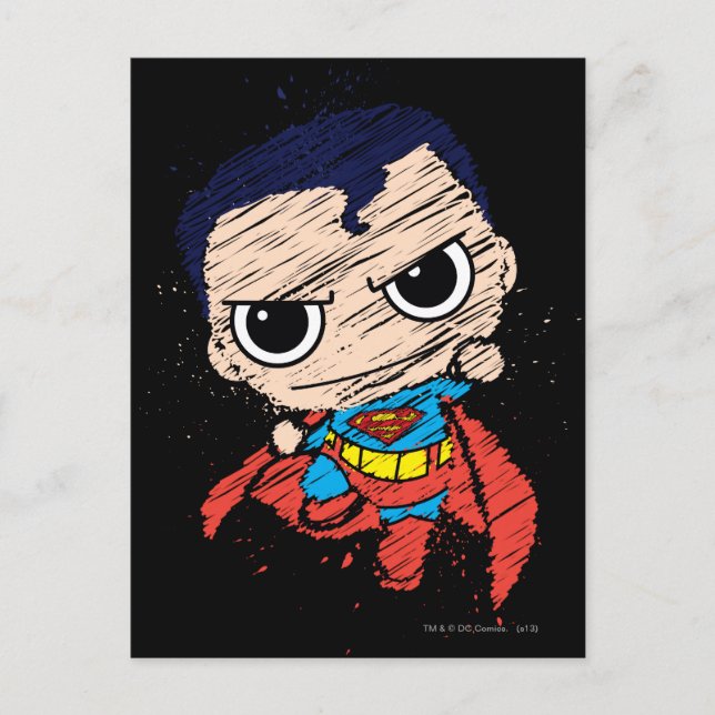 Postal Mini Superman Sketch - Volando (Anverso)