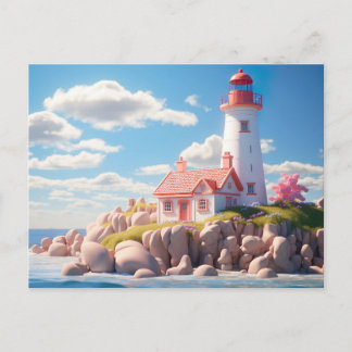 Postal Miniatur farbenfroher Leuchtturm
