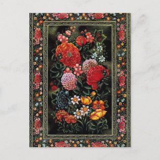 Postal Miniatura floral de gran colorido del arte persa