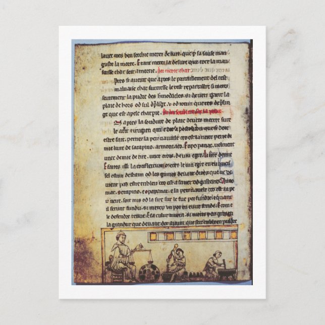 Postal Miniatura inglesa, 'Medica', ilustrando un apoth (Anverso)