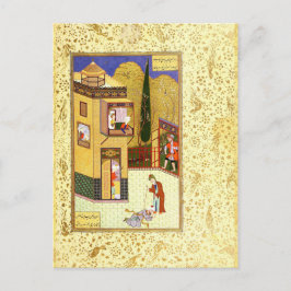 Postal Miniatura persa: El Murid besa los pies del Pir