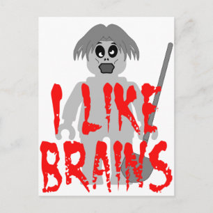 Postal Minifig zombie 'Me gustan los cerebros'