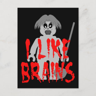 Postal Minifig zombie 'Me gustan los cerebros'