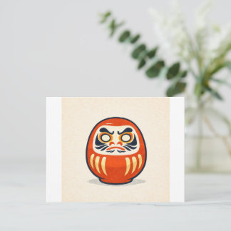 Postal Minimal Daruma – Japanese Folk Art Postcard