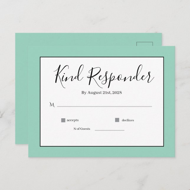 Postal Minimal Elegant Wedding RSVP Postcard (Anverso / Reverso)