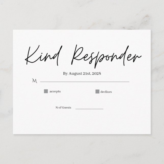 Postal Minimal Elegant Wedding RSVP Postcard (Anverso)