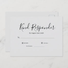 Postal Minimal Elegant Wedding RSVP Postcard