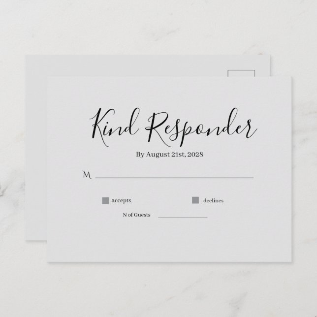 Postal Minimal Elegant Wedding RSVP Postcard (Anverso / Reverso)