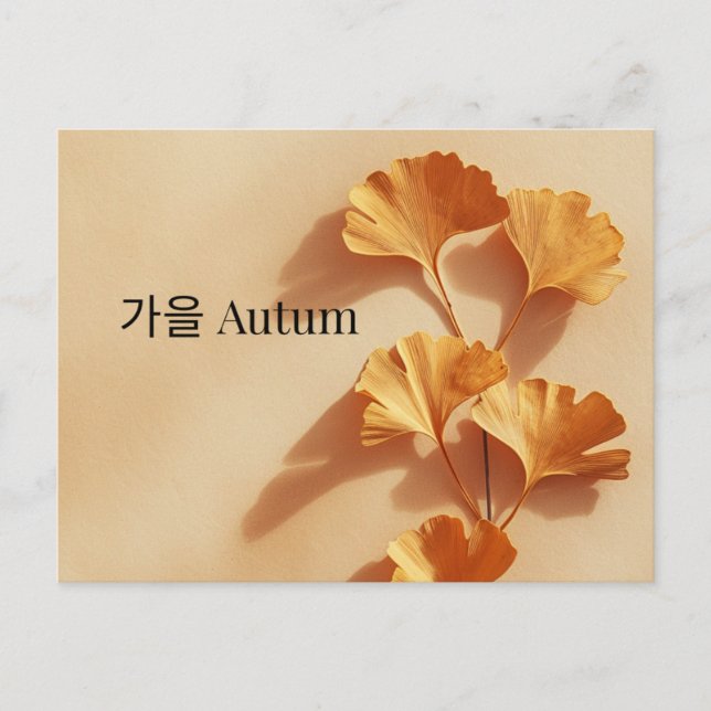 Postal Minimal Ginkgo Autumn Postcard Korean English (Anverso)
