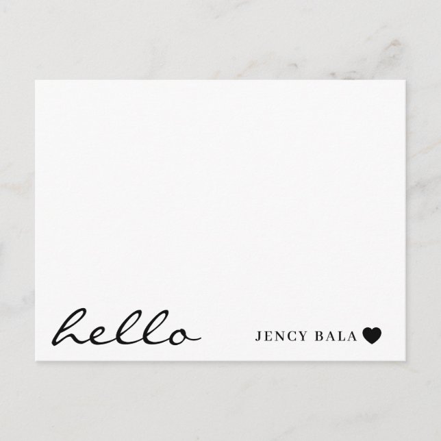 Postal Minimal Hello Modern Heart Design (Anverso)