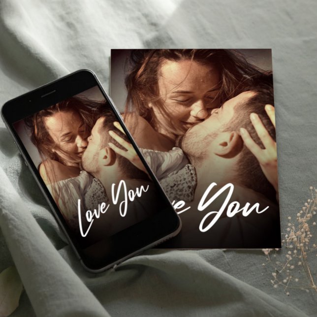 Postal Minimal moderno me encanta la foto reemplazar (Minimal Modern I Love You Photo Replace Insert Postcard)