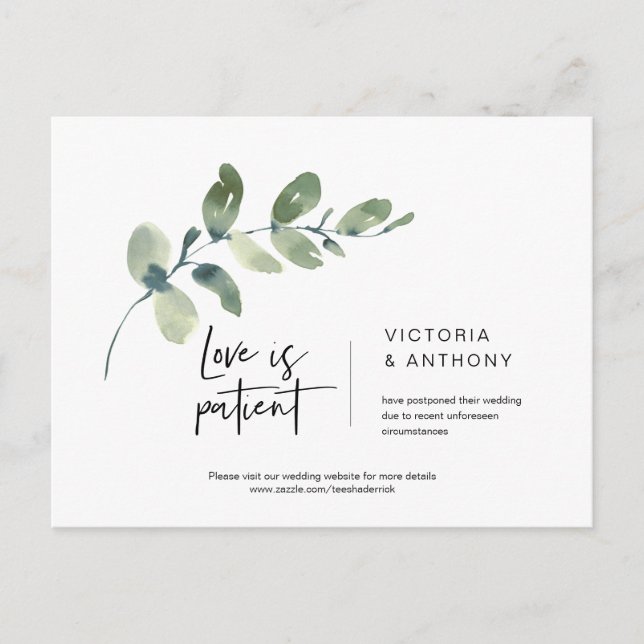Postal Minimalismo de vegetación, El amor es paciente, Bo (Anverso)