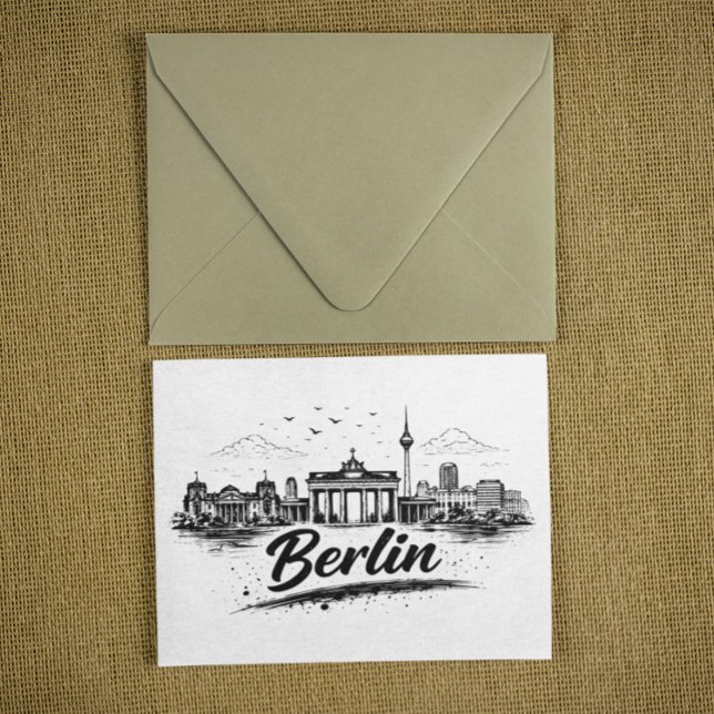 Postal Minimalist Berlin Germany Cityscape Art (Minimalist Berlin Germany Skyline Art Postcard)