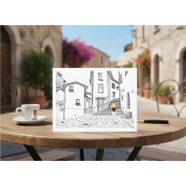 Postal Minimalist European Street Illustration 