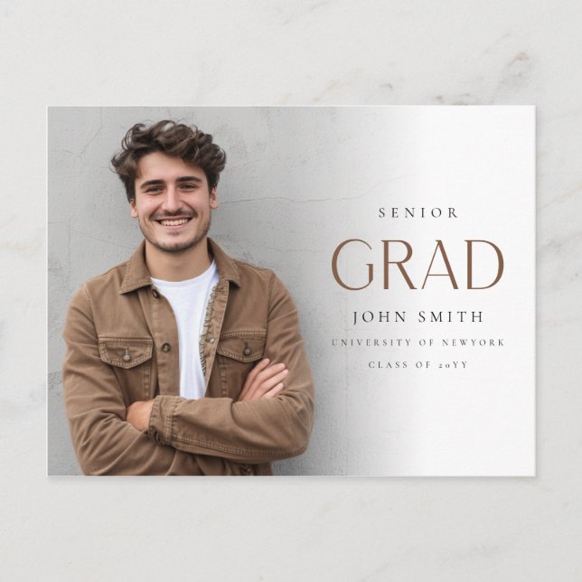 Postal Minimalist Graduate Senior Grad Photo Announcement (Anverso)