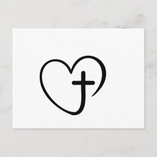 Postal Minimalist Heart and Cross Faith Design