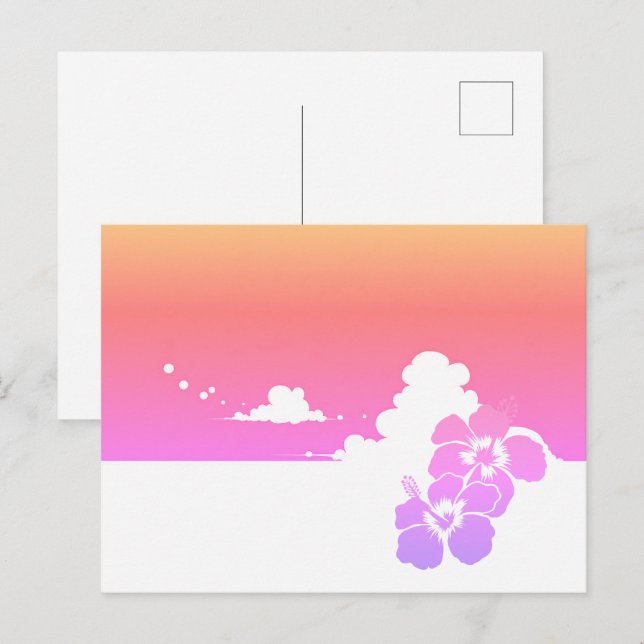 Postal Minimalist Ipanema Beach Hibiscus & Summer Clouds (Anverso / Reverso)